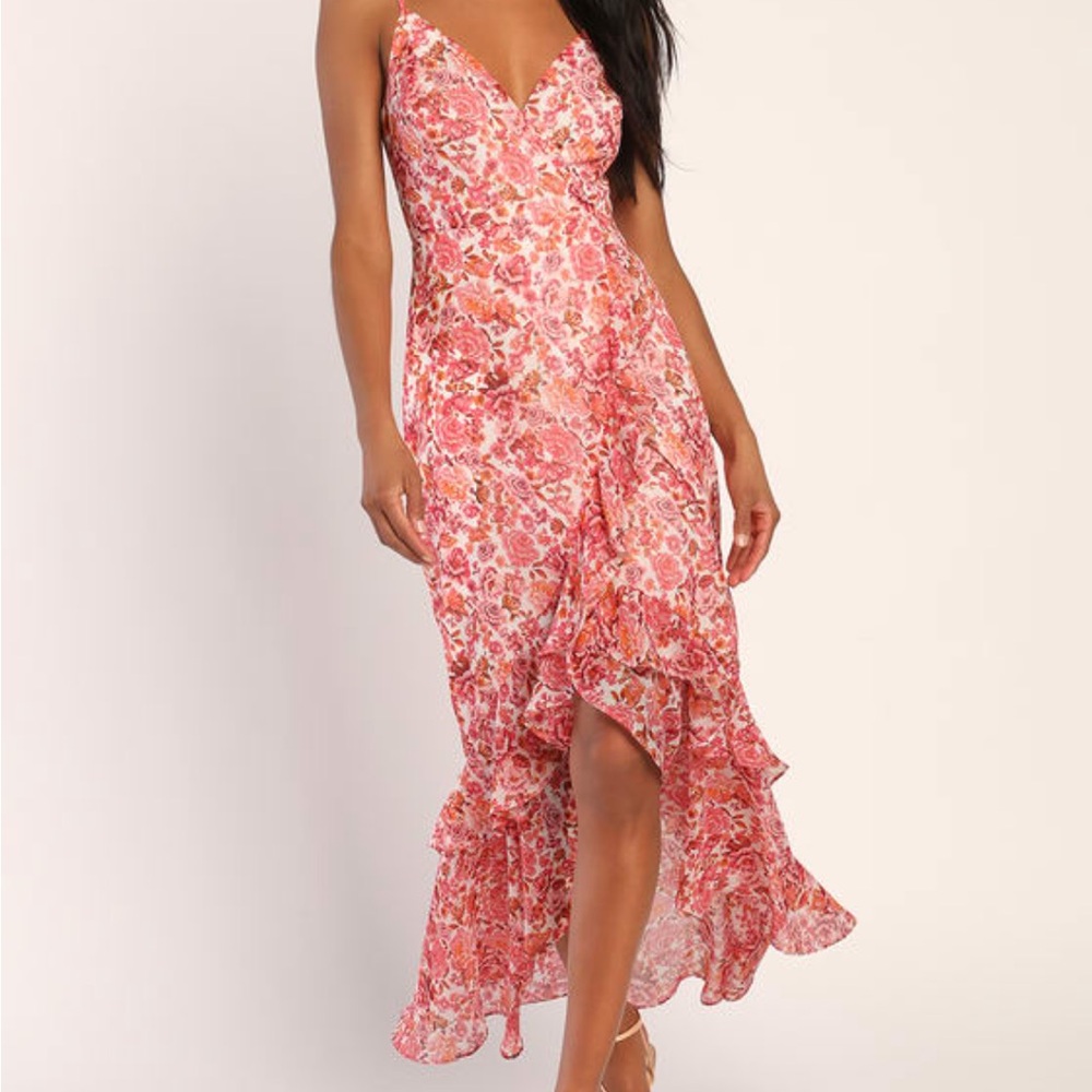 Lulus Floral Pink High-Low Dress